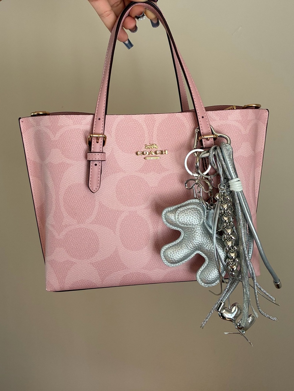 Silver Metallic Dog Bag Charm Keychain